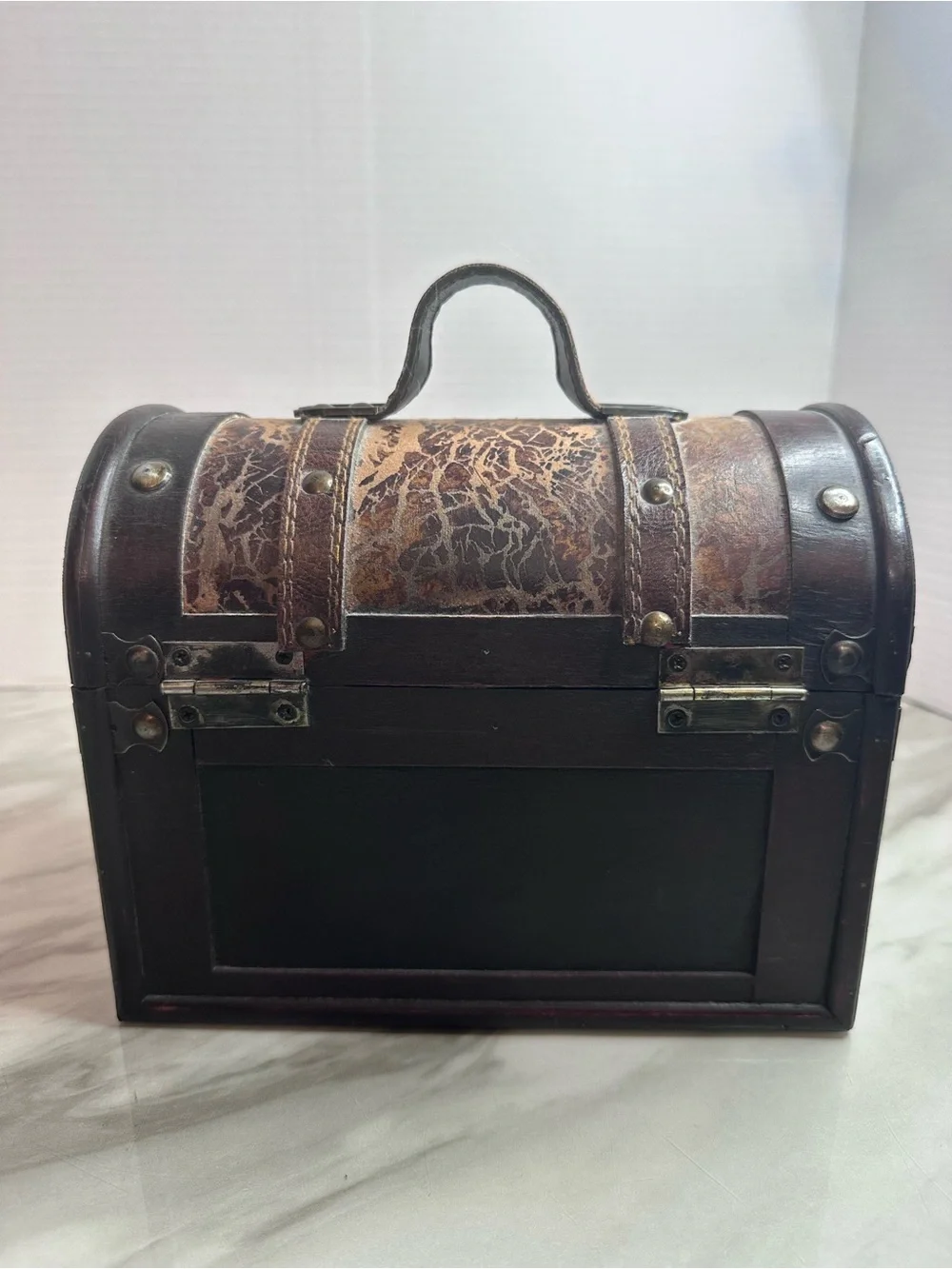 Vintage-Style Brown Leather Travel Trunk Bag - Classic Men's Carry
